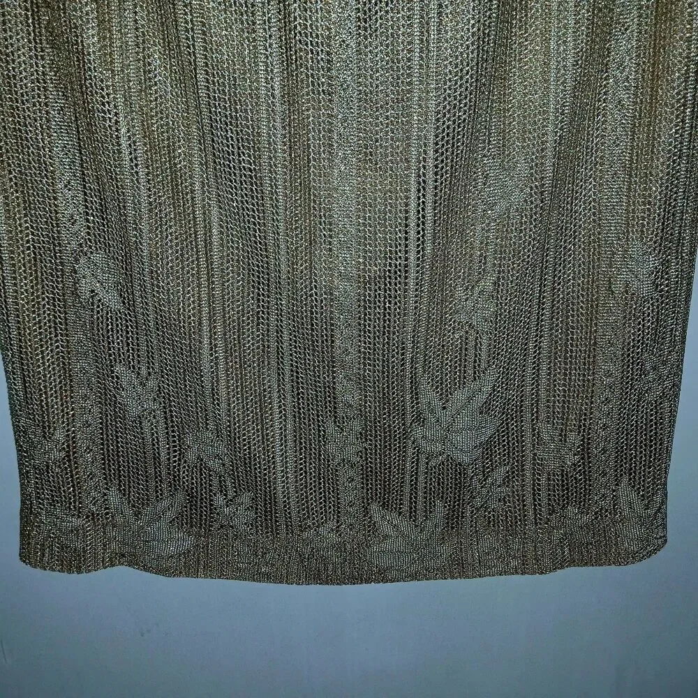 Vintage Antique Gold Midi Skirt Womens Sz Large Embroidered Sz Large Boho Chic